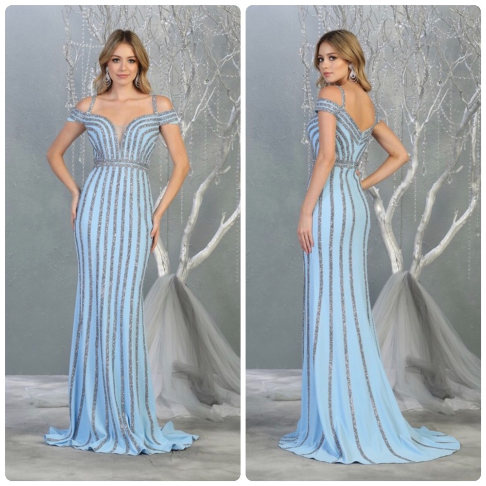 Perry Blue Evening Gown. Sizes 4-20.
